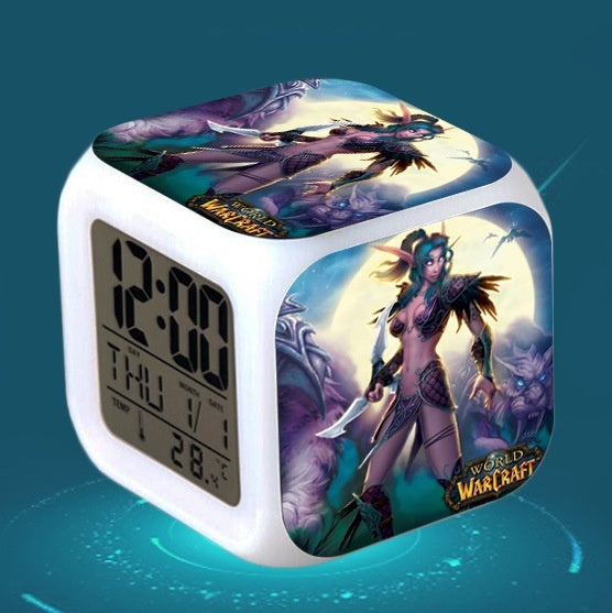 World of Warcraft LED Barevná světla Kreativní Malý budík Pokoj Ložnice Hodiny World of Warcraft Dárky k narozeninám Vánoční dárky