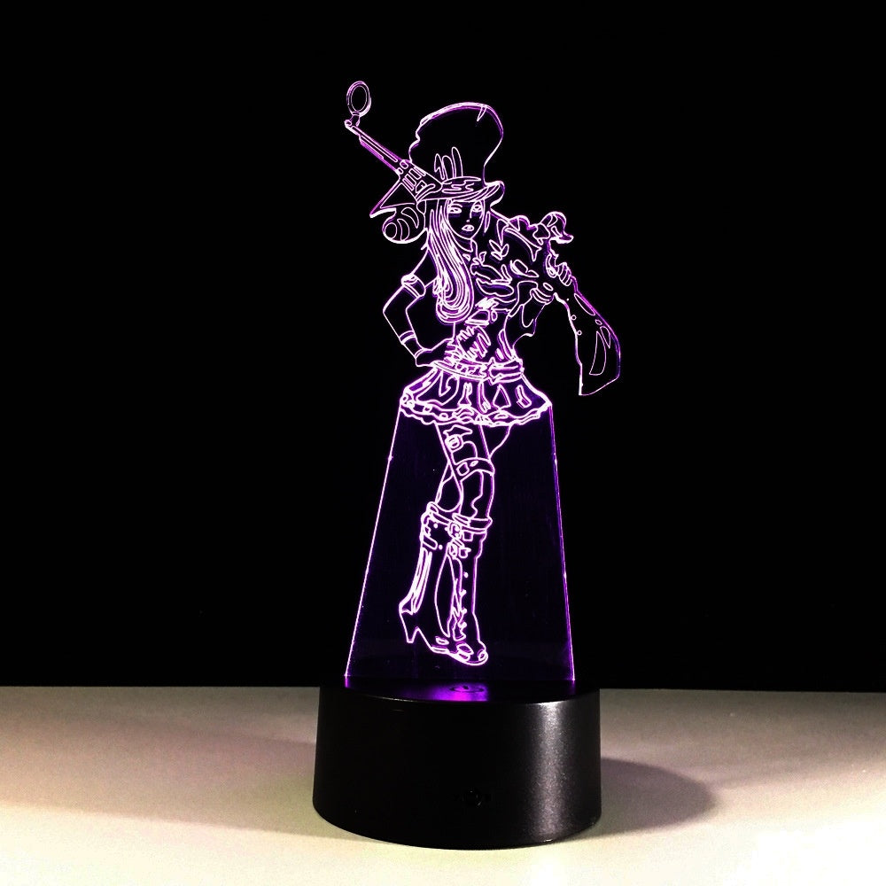 League of Legends Caitlyn The Sheriff of Piltover 3D led Lamp LED Desk Light Lamp League of Legends Gifts Birthday Gifts Christmas Gifts