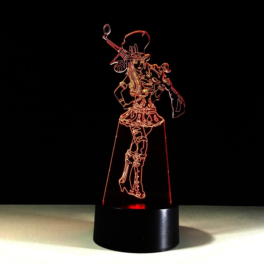 League of Legends Caitlyn The Sheriff of Piltover 3D led Lamp LED Desk Light Lamp League of Legends Gifts Birthday Gifts Christmas Gifts