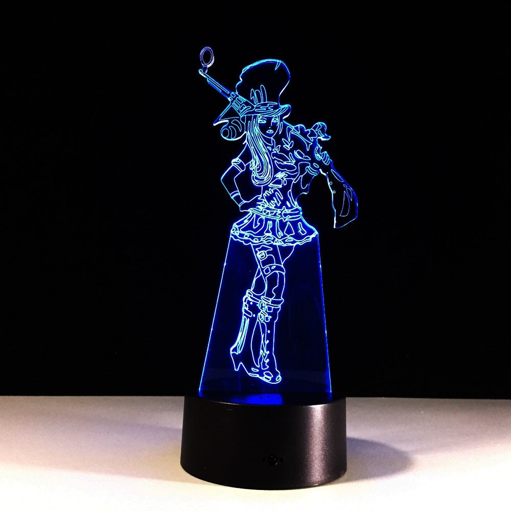 League of Legends Caitlyn The Sheriff of Piltover 3D led Lamp LED Desk Light Lamp League of Legends Gifts Birthday Gifts Christmas Gifts