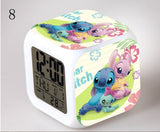 Stitch LED Colorful Lights Alarm Clock Bedroom Student Clock