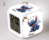 Stitch LED Colorful Lights Alarm Clock Bedroom Student Clock