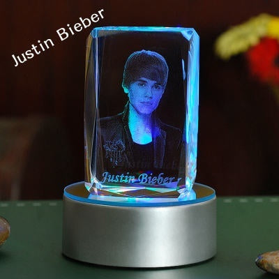 Justin Bieber Engraving Crystal 3D LED Light Figure Justin Bieber Doll Justin Bieber Birthday Gifts Christmas Gifts