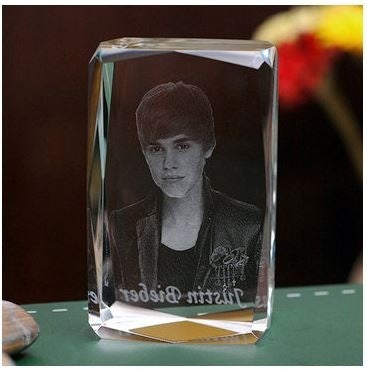 Justin Bieber Engraving Crystal 3D LED Light Figure Justin Bieber Doll Justin Bieber Birthday Gifts Christmas Gifts