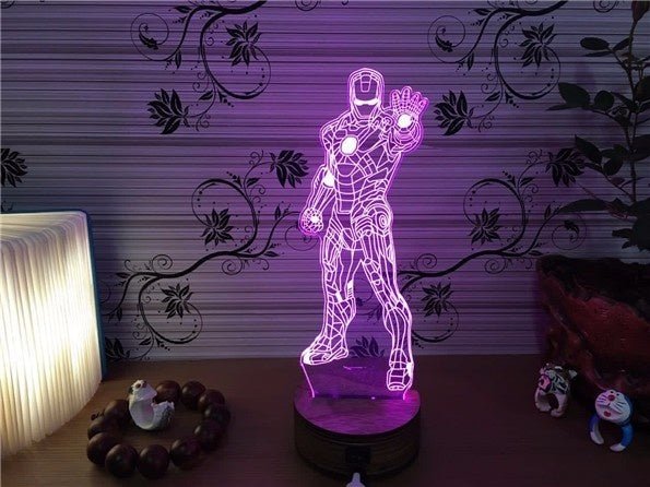 Iron man Lamp 3D Laser Engraved Lights LED Desk Light Lamp Iron man Figure Kids Gift Birthday Gifts Christmas Gifts