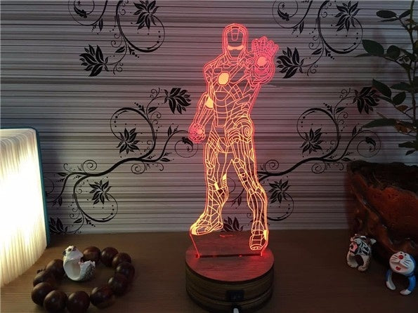 Iron man Lamp 3D Laser Engraved Lights LED Desk Light Lamp Iron man Figure Kids Gift Birthday Gifts Christmas Gifts
