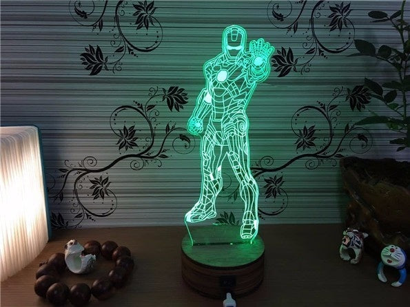 Iron man Lamp 3D Laser Engraved Lights LED Desk Light Lamp Iron man Figure Kids Gift Birthday Gifts Christmas Gifts