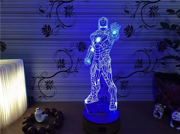 Iron man Lamp 3D Laser Engraved Lights LED Desk Light Lamp Iron man Figure Kids Gift Birthday Gifts Christmas Gifts