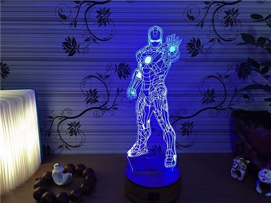 Iron man Lamp 3D Laser Engraved Lights LED Desk Light Lamp Iron man Figure Kids Gift Birthday Gifts Christmas Gifts