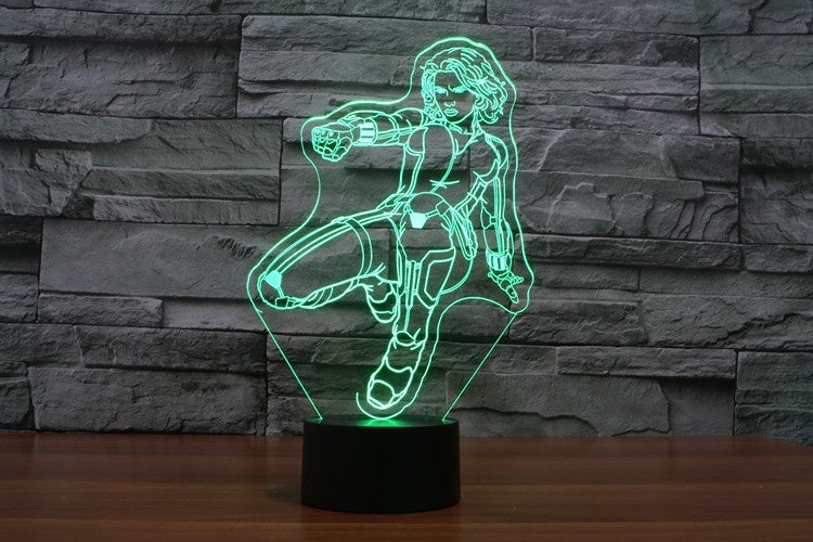 Lampa Black Widow 3D laserem gravírovaná světla LED stolní lampa Černá postava vdova Dětský dárek Dárky k narozeninám Vánoční dárky