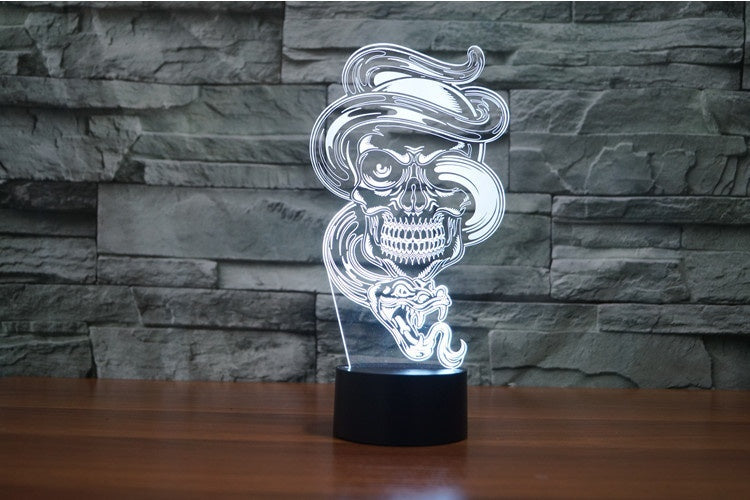 Skull Ghost Snake Illusion Led Table Lamp 7 Color Change LED Desk Light Lamp Skull Ghost Gifts Birthday Gifts Christmas Gifts