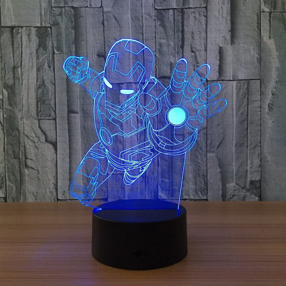Iron Man 3D Illusion Led Table Lamp 7 Color Change LED Desk Light Lamp Iron Man Gifts Decoration Ornament