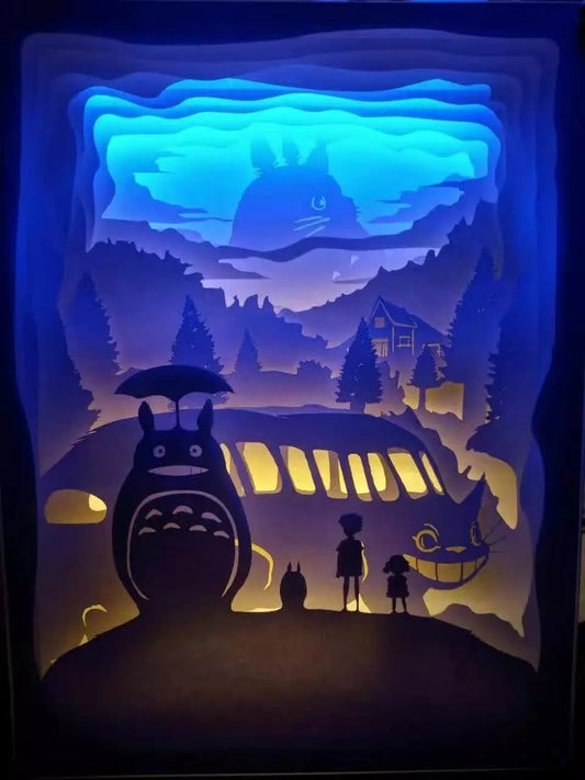 Totoro 3D Paper Carving Light Warm Night LED Light Lamp LED Desk Light Lamp  Decoration Totoro Gifts Children Gift Birthday Gifts Christmas Gifts