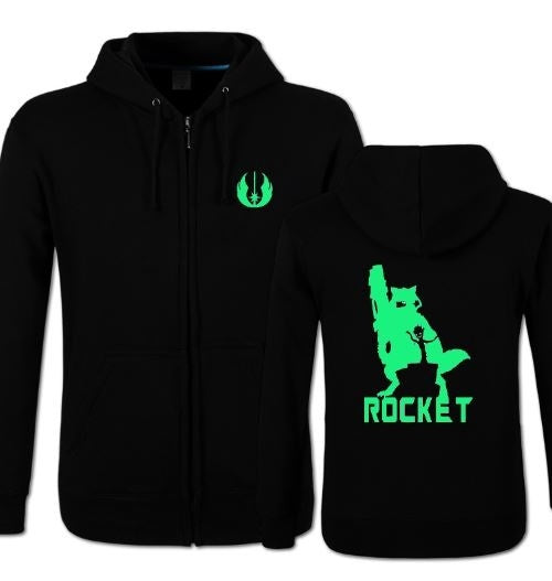 Luminous Guardians of the Galaxy Rocket Baby Groot Unisex Zipper Hooded Cardigan Sweater Baby Groot Coat Jacket Gifts Christmas Gifts