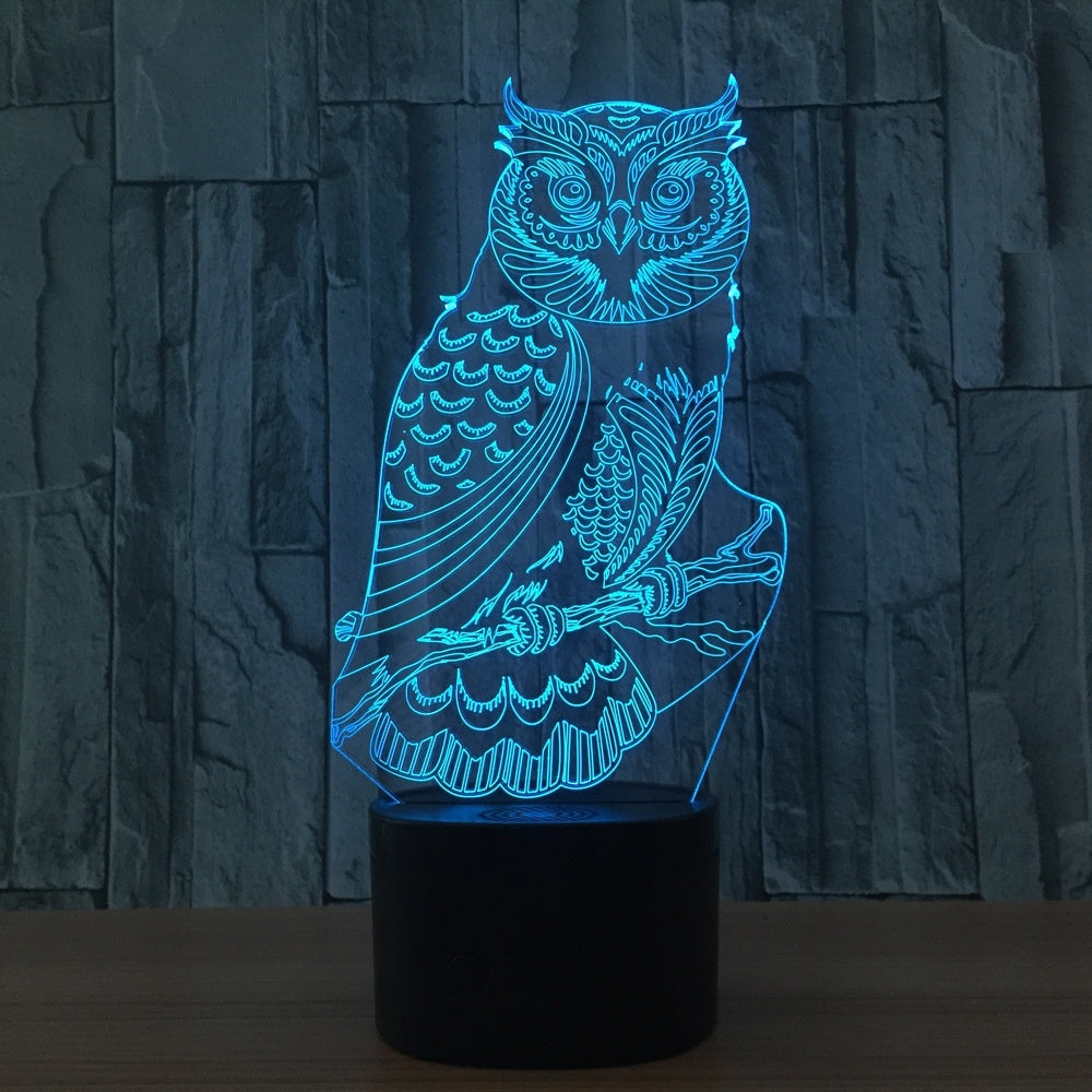 The owl Illusion Led Table Lamp 7 Color Change LED Desk Light Lamp The owl Decoration Ornament