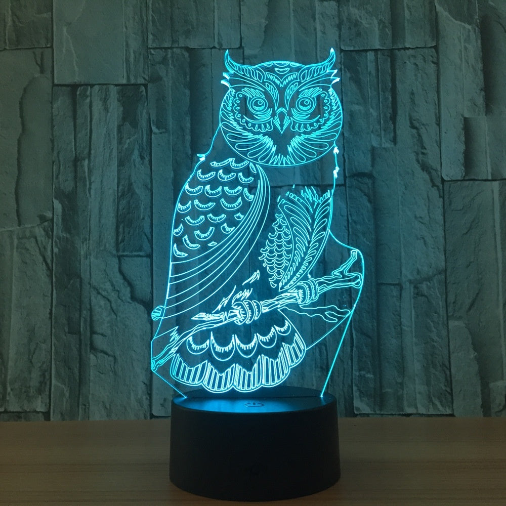The owl Illusion Led Table Lamp 7 Color Change LED Desk Light Lamp The owl Decoration Ornament