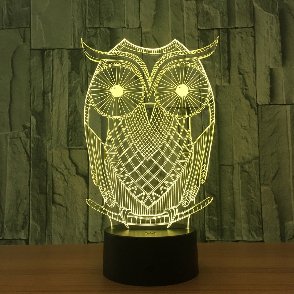 The owl 3D Illusion Led Table Lamp 7 Color Change LED Desk Light Lamp The owl Decoration