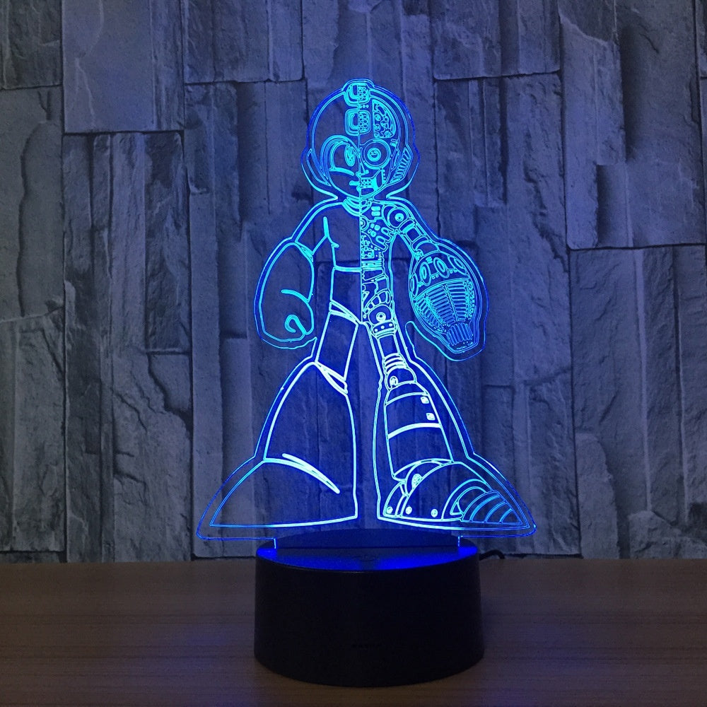 Megaman Rockman  3D Illusion Led Table Lamp 7 Color Change LED Desk Light Lamp Gifts