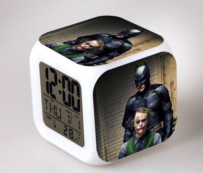 Batman LED Colorful Lights Creative Small Alarm Clock Bedroom Student Clock