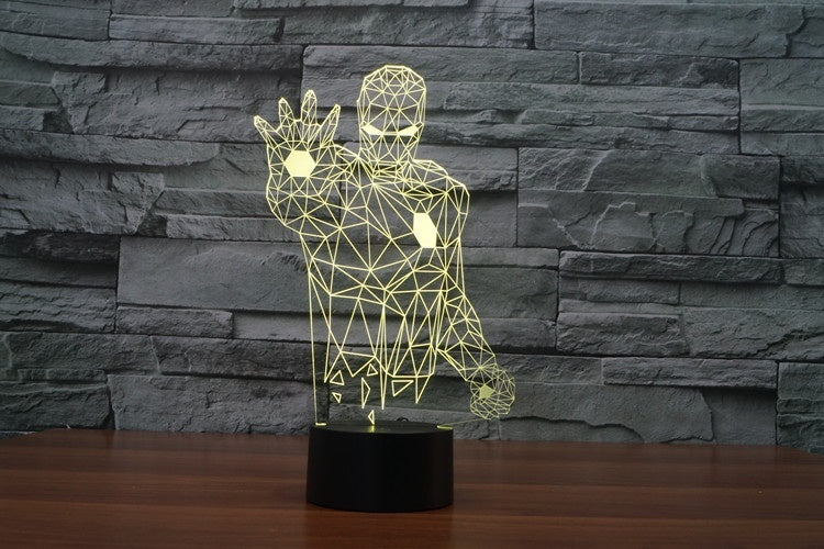Iron Man Illusion Led Table Lamp 7 Color Change LED Desk Light Lamp Iron Man Children Gifts Christmas Gifts