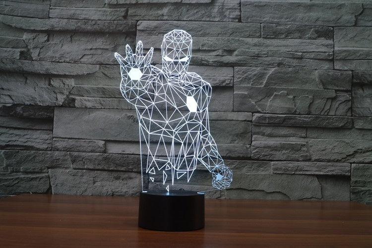 Iron Man Illusion Led Table Lamp 7 Color Change LED Desk Light Lamp Iron Man Children Gifts Christmas Gifts