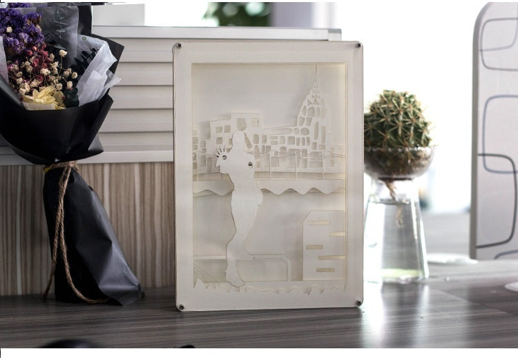 Iron man 3D Paper Carving Light Warm Night LED Light Lamp LED Desk Light Lamp Decoration Iron man Gifts Children Gift Birthday Gifts Christmas Gifts