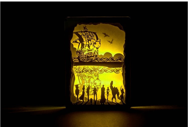 One piece 3D Paper Carving Light Warm Night LED Light Lamp LED Desk Light Lamp Decoration One piece Gifts Children Gift Birthday Gifts Christmas Gifts