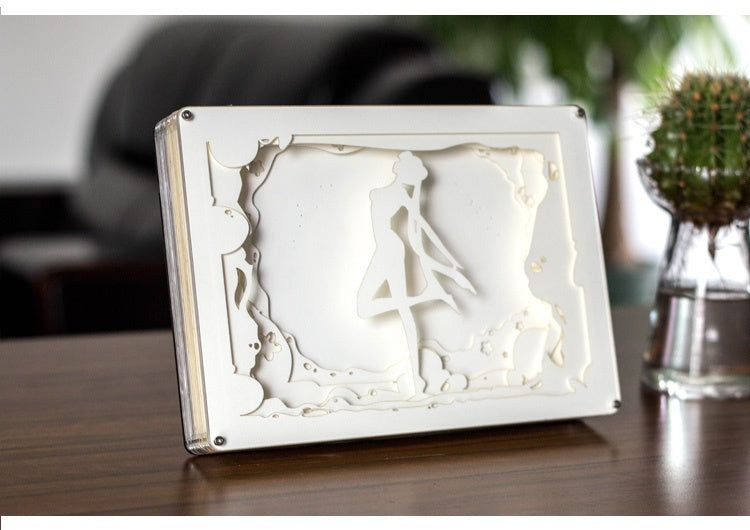 Sailor moon 3D Paper Carving Light Warm Night LED Light Lamp LED Desk Light Lamp Decoration Sailor moon Gifts Children Gift Birthday Gifts Christmas Gifts
