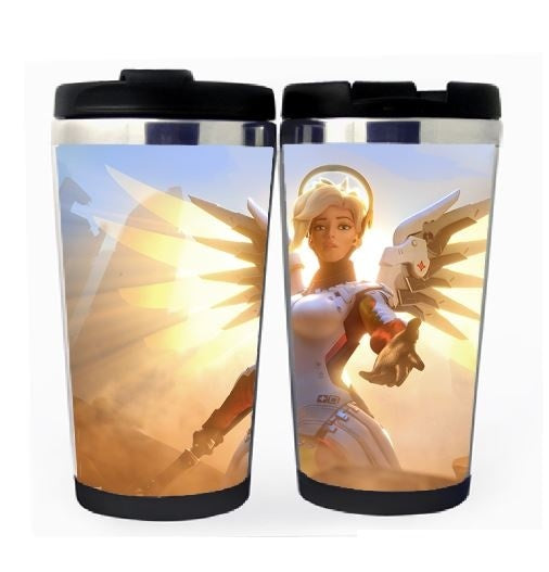Overwatch Mercy Cup Stainless Steel 400ml Coffee Tea Cup Beer Stein Overwatch Birthday Gifts Christmas Gifts