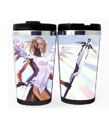 Overwatch Mercy Cup Stainless Steel 400ml Coffee Tea Cup Beer Stein Overwatch Birthday Gifts Christmas Gifts