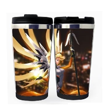 Overwatch Mercy Cup Stainless Steel 400ml Coffee Tea Cup Beer Stein Overwatch Birthday Gifts Christmas Gifts