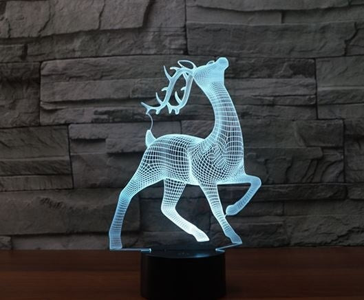 Deer 3D Illusion Led Table Lamp 7 Color Change LED Desk Light Lamp Deer Decoration