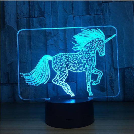 Unicorn 3D Illusion Led Table Lamp 7 Color Change LED Desk Light Lamp Unicorn Decoration