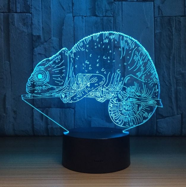 The chameleon 3D Illusion Led Table Lamp 7 Color Change LED Desk Light Lamp Chameleon Decoration Gifts