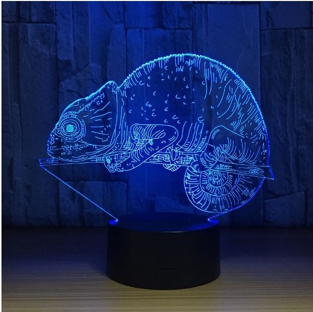 The chameleon 3D Illusion Led Table Lamp 7 Color Change LED Desk Light Lamp Chameleon Decoration Gifts