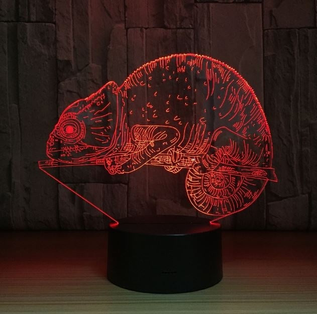 The chameleon 3D Illusion Led Table Lamp 7 Color Change LED Desk Light Lamp Chameleon Decoration Gifts