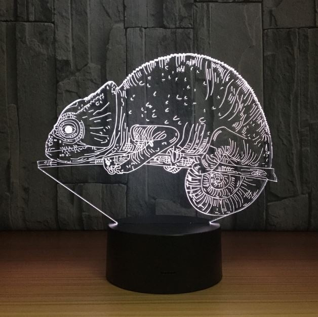 The chameleon 3D Illusion Led Table Lamp 7 Color Change LED Desk Light Lamp Chameleon Decoration Gifts