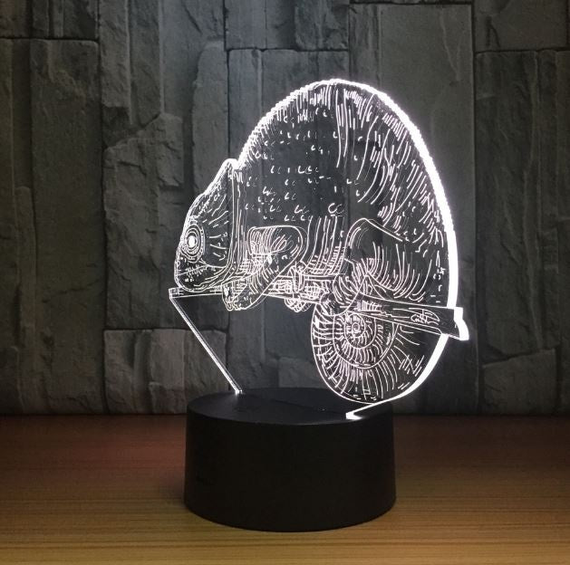 The chameleon 3D Illusion Led Table Lamp 7 Color Change LED Desk Light Lamp Chameleon Decoration Gifts