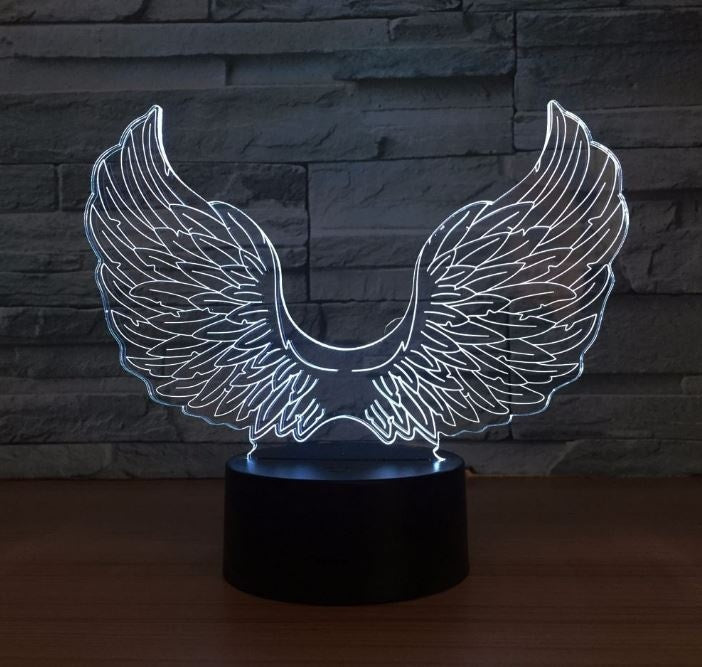 Supernatural Castiel Angel Wings 3D Illusion Led Table Lamp 7 Color Change LED Desk Light Lamp Supernatural Gifts