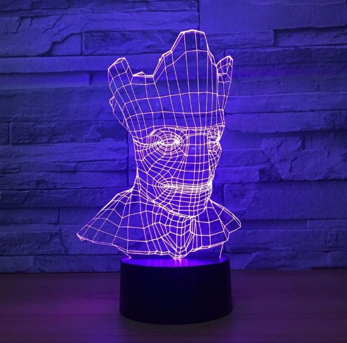 Groot 3D Illusion Led Table Lamp 7 Color Change LED Desk Light Lamp Groot Gifts