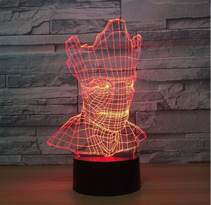Groot 3D Illusion Led Table Lamp 7 Color Change LED Desk Light Lamp Groot Gifts