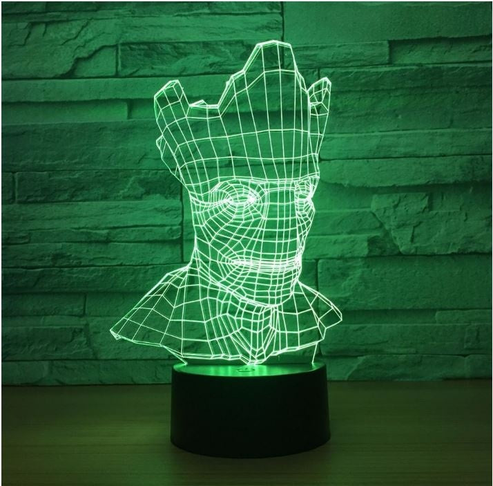 Groot 3D Illusion Led Table Lamp 7 Color Change LED Desk Light Lamp Groot Gifts