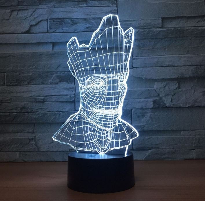 Groot 3D Illusion Led Table Lamp 7 Color Change LED Desk Light Lamp Groot Gifts