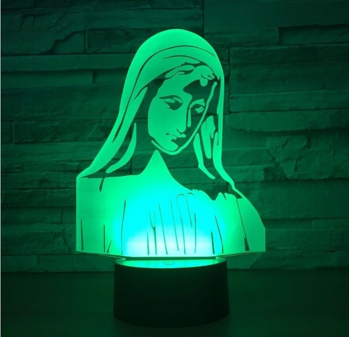 Goddess The Virgin Mary 3D Illusion Led Table Lamp 7 Color Change LED Desk Light Lamp Christian Virgin Mary Gifts