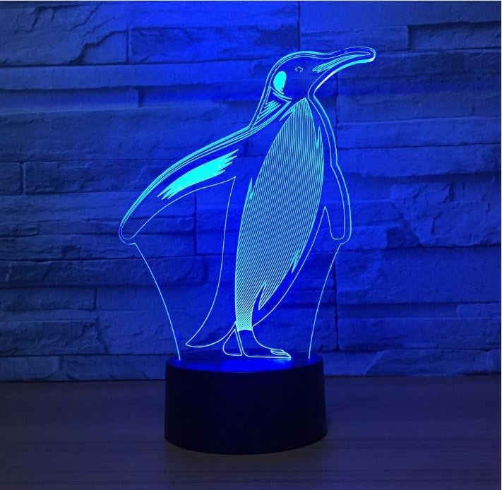 Penguin 3D Illusion Led Table Lamp 7 Color Change LED Desk Light Lamp Penguin Gifts