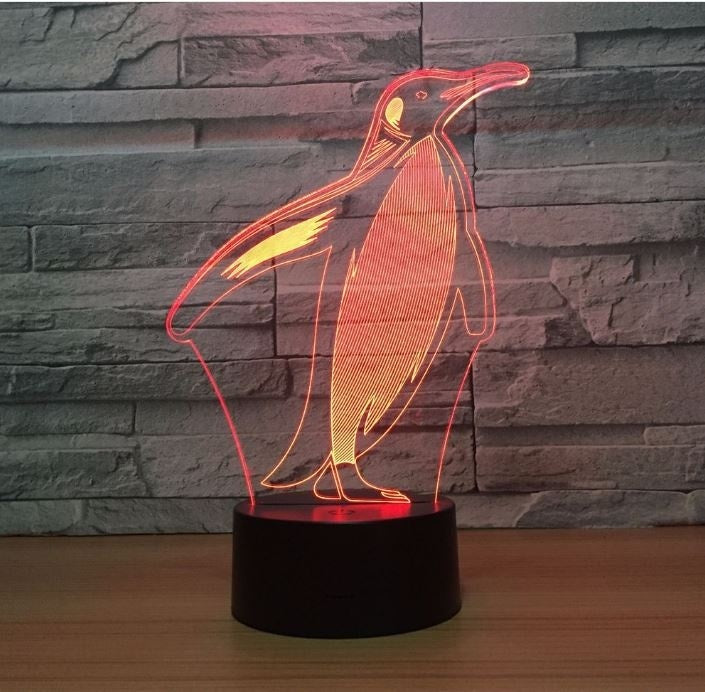 Penguin 3D Illusion Led Table Lamp 7 Color Change LED Desk Light Lamp Penguin Gifts