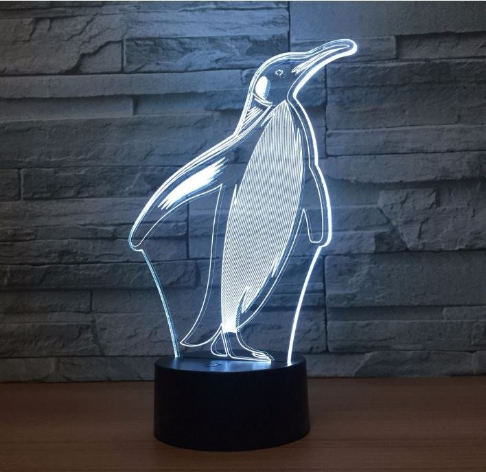 Penguin 3D Illusion Led Table Lamp 7 Color Change LED Desk Light Lamp Penguin Gifts