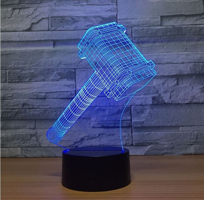 The thor Hammer 3D Illusion Led Table Lamp 7 Color Change LED Desk Light Lamp The thor Hammer Gifts