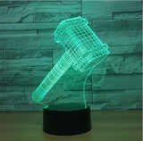 The thor Hammer 3D Illusion Led Table Lamp 7 Color Change LED Desk Light Lamp The thor Hammer Gifts