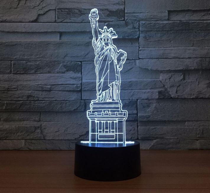 Statue of Liberty 3D Illusion Led Table Lamp 7 Color Change LED Desk Light Lamp Statue e of Liberty Gifts